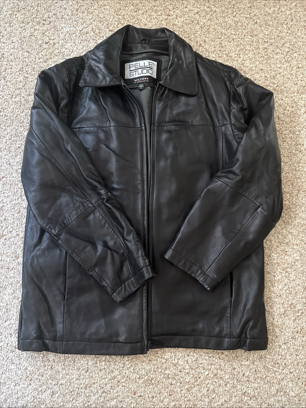 Pelle Studio Men's Black Leather Bomber Jacket
